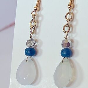 Cute, trendy handcrafted dangle earrings. Bead, wood, stone,crystals. S/G plated